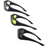 3 Pair Motorcycle Riding Glasses Smoke Clear Yellow