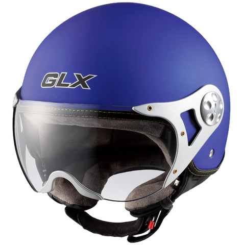 GLX Copter Style Open Face Motorcycle Helmet (Matte Black Small)